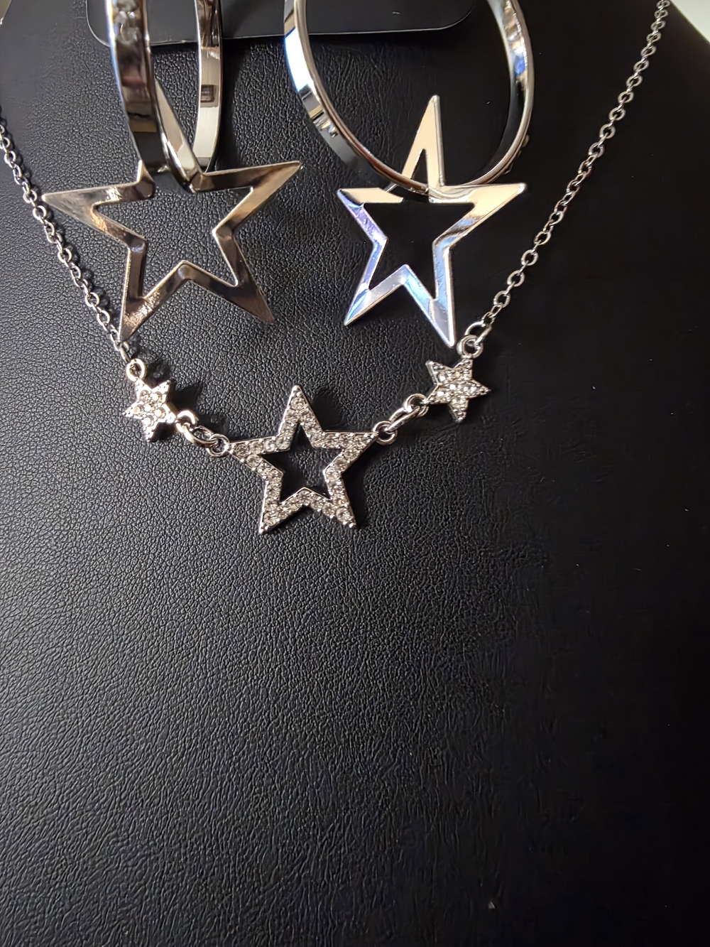 paparazzi Silver Star Trio Necklace and Earring Set